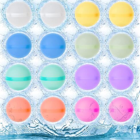 16 Pack Reusable Water Balloons for Kids Adults, Silicone Water Balloons, Quick Fill Self Sealing Water Splash Bombs for Outdoor Activities, Water Bombs for Kids, Water Fight Games in Saudi Arabia