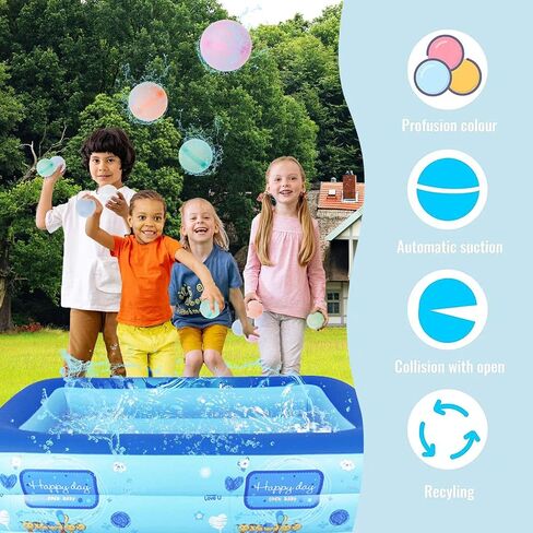 16 Pack Reusable Water Balloons for Kids Adults, Silicone Water Balloons, Quick Fill Self Sealing Water Splash Bombs for Outdoor Activities, Water Bombs for Kids, Water Fight Games in Saudi Arabia