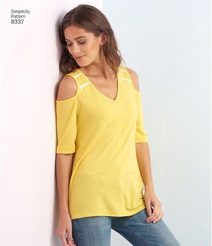 سيمبليسيتي نمط 8337 A (XXS-XS-S-M-L-XL-XXL) بلايز محبوكة مع صدرية واكمام متنوعة، ورق، ابيض، 22 × 15 × 1 سم in Saudi Arabia
