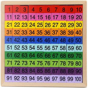 Wooden Montessori Hundred Board, Counting Toy for Kindergarten - Toddler Math Game Board with Storage Bag
