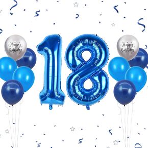 40 Inch Blue Number 1 Balloon, 1st Birthday Balloons, 11Pcs Silver Birthday Print Balloons Dark Light Blue Latex Balloons 1 Foil Balloon for Baby Boy Girl 1st Birthday Party Decorations Anniversary in Kuwait