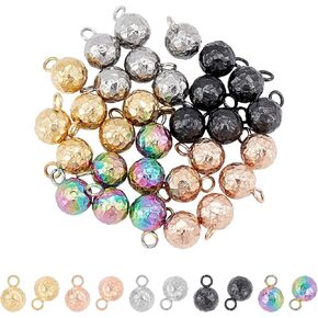UNICRAFTALE 50pcs 3mm/4mm Golden Sphere Charms 304 Stainless Steel Round Ball Pendants 2mm Hole Charms Vacuum Plating Charm or Necklace Bracelet Jewelry Making