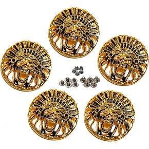 Conchos, Decorative Concho for Handmade, 5 Pack Artificial Turquoise Screw Buttons and Multi Size Screws, Round Metal Sunflower Daisy Indian Eagle OX Head DIY Leathercraft (Indian-Golden) in Saudi Arabia