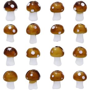 COIRIS 40 Pcs Mushroom Lampwork Beads Mixed Color Handmade Glass Craft Beads 13x10.5mm for Jewelry Necklace Bracelet Earrings Making(GB-MG-1002-Brown)