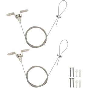 2PCS Adjustable Ceiling Suspension Systems with 304 Stainless Steel Wire Rope,Use to Hang Linear Lights,LED Panels,Art Exhibitions,Billboard,Heavy Duty Picture Hanging Wire Kit,Supports up to 20KG in Kuwait