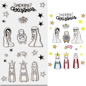 ALIBBON Merry Christmas Clear Stamps for Card Making and Photo Album Decorations, Religion Prayer Stamps, Star Christian Transparent Silicone Clear Stamps for Crafting and DIY Scrapbooking
