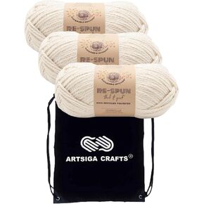 خيوط الحياكة من العلامة التجارية Lion، غزل سميك وسريع، صن شاين 843-157 (3-Skeins) نفس وزن مجموعة الصبغة S كبيرة #6، حزمة بوليستر معاد تدويرها بنسبة 100% ناعمة مع حقيبة واحدة من Artsiga