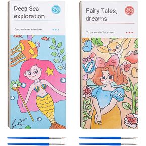 Pocket Watercolor Painting Book,Pocket Watercolor Book,Magic Water Coloring Books for Kids,Watercolor Bookmarks with Paints,Travel Pocket Watercolor Kit (Animal Party)