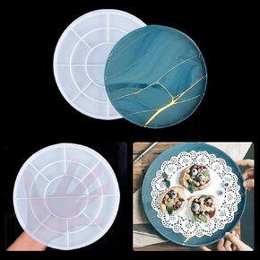 Rolin Roly Resin Round Mold Large Tray Silicone Molds Dinner Dish Casting Epoxy Mould Jewelry Storage Plate Mould for Cosmetic Holder Platter Making DIY Home Decoration