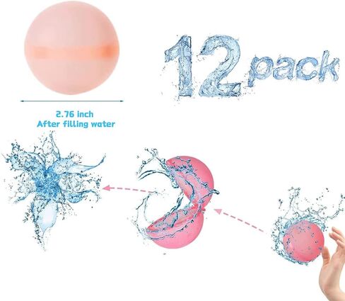 4-Pack Water Ballons,Reusable Water Balloons Quick Fill Outdoor Water Toys,Impact Open,Silicone Water Balls for Water Games,Kids Pool Party Favors in Kuwait