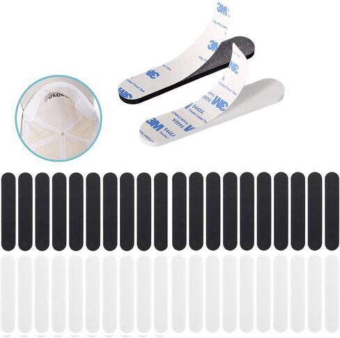 YITESHI 40 Pcs Hat Sizer Reducer Insert, Foam Cap Sizing Strip Tape to Make Fit Smaller, Self Adhesive for Hat Cap, Black and White in Kuwait