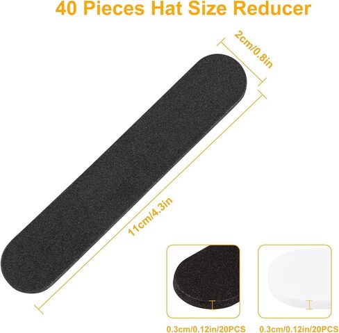 YITESHI 40 Pcs Hat Sizer Reducer Insert, Foam Cap Sizing Strip Tape to Make Fit Smaller, Self Adhesive for Hat Cap, Black and White in Kuwait