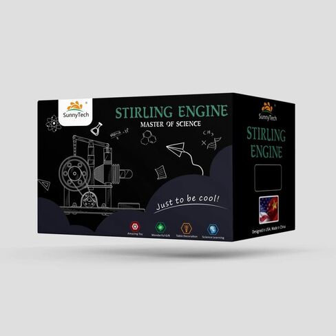 Sunnytech Hot Air Stirling Engine Motor Model Imagination Development Educational Toy Electricity Generator Colorful LED SC (SC02M) in Saudi Arabia