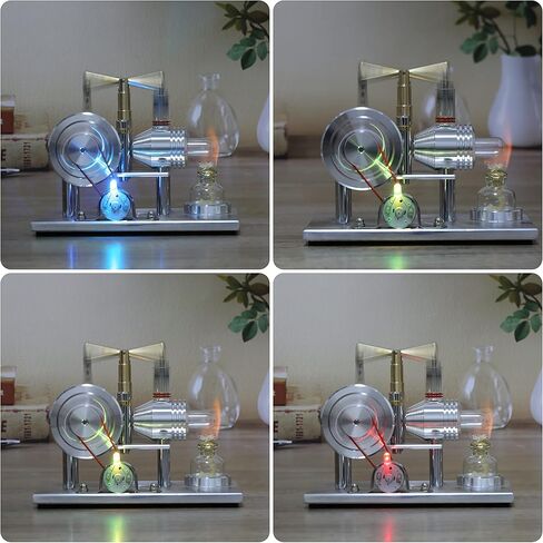 Sunnytech Hot Air Stirling Engine Motor Model Imagination Development Educational Toy Electricity Generator Colorful LED SC (SC02M) in Saudi Arabia
