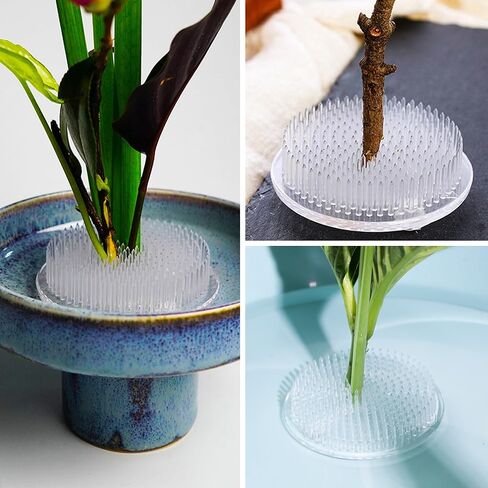 ضفدع زهرة بلاستيكية، ضفادع زهرية يابانية شفافة، بلاستيك من آيكبانا قطع زهرة كنزان، حامل ضفدع مع 3 أكواب شفط لتركيب نبات الحرف اليدوية بالزهور (2.76 بوصة / 70 مم) in Kuwait