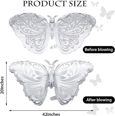 6 Pieces Butterfly Foil Balloon Silver Aluminum Party Balloon Foil Balloons for Wedding Birthday Anniversary Party Decoration in Saudi Arabia