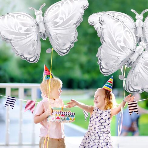 6 Pieces Butterfly Foil Balloon Silver Aluminum Party Balloon Foil Balloons for Wedding Birthday Anniversary Party Decoration in Saudi Arabia