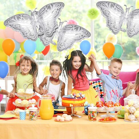 6 Pieces Butterfly Foil Balloon Silver Aluminum Party Balloon Foil Balloons for Wedding Birthday Anniversary Party Decoration in Saudi Arabia