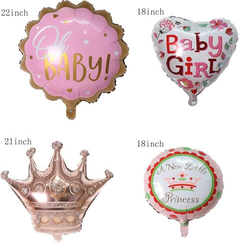 زينة حمام الطفل، بالونات فويل وردية اللون للفتيات الصغيرات، لوازم تزيين حفلات أعياد الميلاد in Kuwait