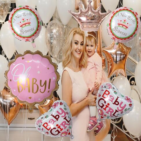 زينة حمام الطفل، بالونات فويل وردية اللون للفتيات الصغيرات، لوازم تزيين حفلات أعياد الميلاد in Kuwait