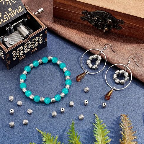 NBEADS 100 Pcs 6mm Barrel Tibetan Style Alloy Beads, Antique Silver Metal Spacer Beads Column Loose Connector Charm Beads for DIY Bracelet Necklace Jewelry Making in Saudi Arabia