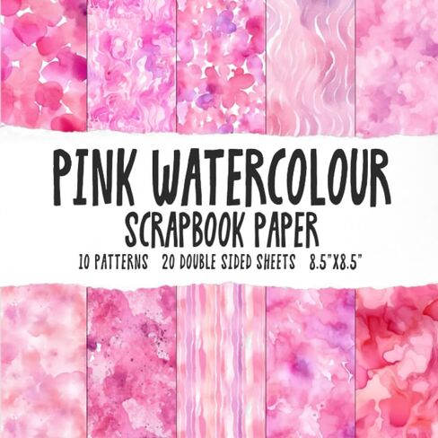 Pink Watercolour Scrapbook Paper: Pink Watercolor Patterns Scrapbooking Paper Pad, Girly Abstract Textures Patterned Paper For Craft DIY in Saudi Arabia