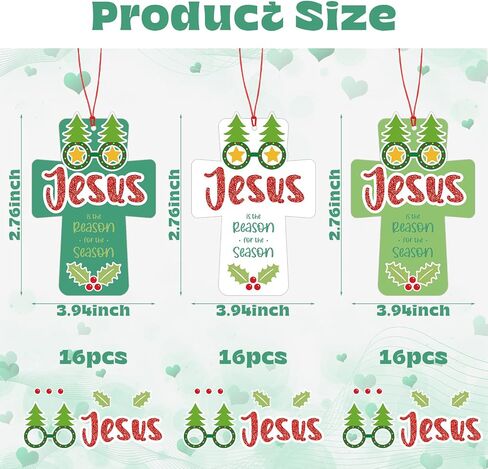 Craftsatin 48 Set Jesus Is The Reason for The Season Ornament Craft Kit Christmas Bible Crafts for Kids Religious Christian Ornaments Craft DIY Crosses Sunday School Crafts for Xmas Religious Nativity in Kuwait