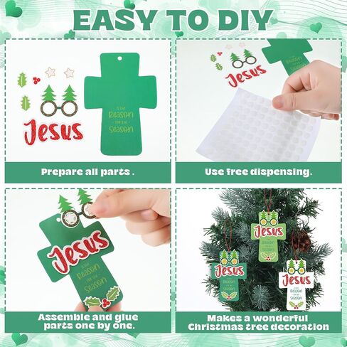 Craftsatin 48 Set Jesus Is The Reason for The Season Ornament Craft Kit Christmas Bible Crafts for Kids Religious Christian Ornaments Craft DIY Crosses Sunday School Crafts for Xmas Religious Nativity in Kuwait
