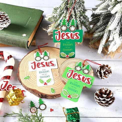 Craftsatin 48 Set Jesus Is The Reason for The Season Ornament Craft Kit Christmas Bible Crafts for Kids Religious Christian Ornaments Craft DIY Crosses Sunday School Crafts for Xmas Religious Nativity in Kuwait