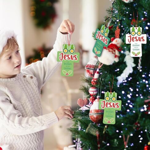 Craftsatin 48 Set Jesus Is The Reason for The Season Ornament Craft Kit Christmas Bible Crafts for Kids Religious Christian Ornaments Craft DIY Crosses Sunday School Crafts for Xmas Religious Nativity in Kuwait