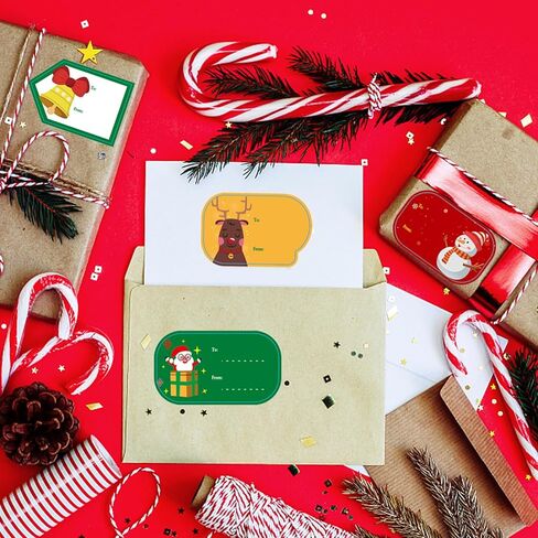 Christmas Tags Sticker Christmas Self Adhesive Name Tags Stickers Holiday Present Labels in Kuwait
