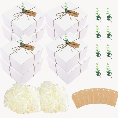 صناديق هدايا بيضاء، 26 قطعة من صناديق الهدايا الورقية مع اغطية 8 × 8 × 4، 12 عبوة من صناديق اقتراح وصيفات العروس للتغليف وهدايا الزفاف والتخرج والعطلات وحفلات اعياد الميلاد، سهلة التجميع in Kuwait