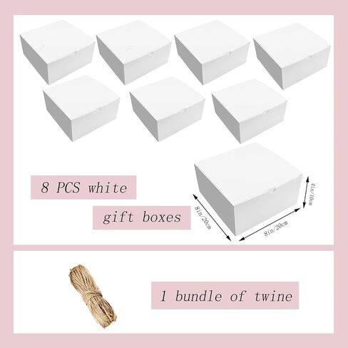 صناديق هدايا بيضاء، 26 قطعة من صناديق الهدايا الورقية مع اغطية 8 × 8 × 4، 12 عبوة من صناديق اقتراح وصيفات العروس للتغليف وهدايا الزفاف والتخرج والعطلات وحفلات اعياد الميلاد، سهلة التجميع in Kuwait