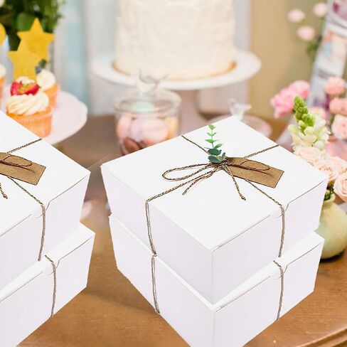 صناديق هدايا بيضاء، 26 قطعة من صناديق الهدايا الورقية مع اغطية 8 × 8 × 4، 12 عبوة من صناديق اقتراح وصيفات العروس للتغليف وهدايا الزفاف والتخرج والعطلات وحفلات اعياد الميلاد، سهلة التجميع in Kuwait