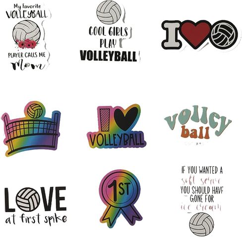 ملصقات الكرة الطائرة SSUMMERISH WIND، 50 قطعة، ملصقات مقاومة للماء من الفينيل للرياضة الجمالية، ملصقات Kawaii رائعة لقارورة مائية، كمبيوتر محمول، زجاجة مياه، ملصقات للأطفال والأطفال الصغار والمراهقين والفتيات والسيارات وملصقات الخوذة للكرة الطائرة in Kuwait