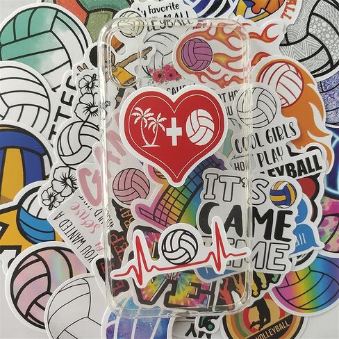 ملصقات الكرة الطائرة SSUMMERISH WIND، 50 قطعة، ملصقات مقاومة للماء من الفينيل للرياضة الجمالية، ملصقات Kawaii رائعة لقارورة مائية، كمبيوتر محمول، زجاجة مياه، ملصقات للأطفال والأطفال الصغار والمراهقين والفتيات والسيارات وملصقات الخوذة للكرة الطائرة in Kuwait