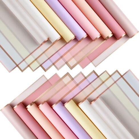 Pajean 320 Sheets Waterproof Flower Wrapping Paper Gold Edge Floral Wrap Assorted Flower Bouquet Wrap Florist Paper for Bouquets DIY Crafts Packaging Bouquet Supplies Valentine's Day (Pastel Color) in Saudi Arabia