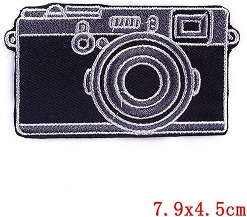 شارة مطرزة انيقة بتصميم كاميرا سوداء عتيقة، رقع كاميرا سوداء لطيفة، رقع كرتونية يمكن كيها او خياطتها على شارة زينة مطرزة لتزيين شنط الظهر والجينز والجاكيتات والتيشيرتات والملابس in Kuwait