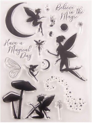 arriettycraft Have a Magical Day Magic Fairy Clear Stamps for Card Making or Journaling, Moon Sparkle Mushroom Rubber Stamps for Album Journals Scrapbooking and Other Paper Crafts Decoration-A1536 in Saudi Arabia
