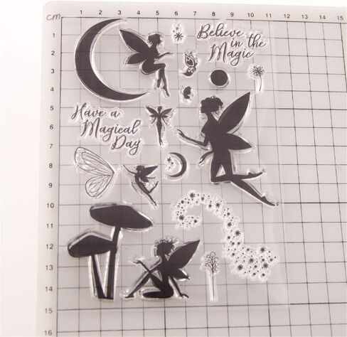 arriettycraft Have a Magical Day Magic Fairy Clear Stamps for Card Making or Journaling, Moon Sparkle Mushroom Rubber Stamps for Album Journals Scrapbooking and Other Paper Crafts Decoration-A1536 in Saudi Arabia