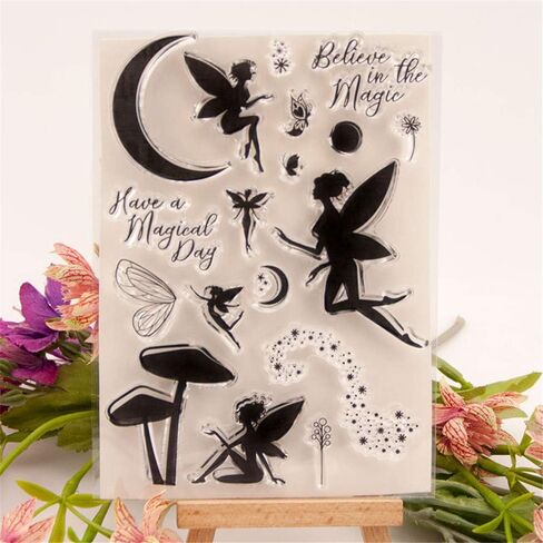 arriettycraft Have a Magical Day Magic Fairy Clear Stamps for Card Making or Journaling, Moon Sparkle Mushroom Rubber Stamps for Album Journals Scrapbooking and Other Paper Crafts Decoration-A1536 in Saudi Arabia