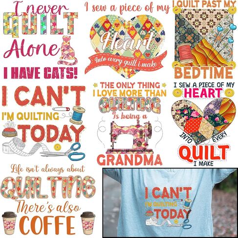 7 قطع لمحبي خياطة اللحف بالكي على التيشيرتات - لمحبي اللحف الناقل للحرارة من الفينيل الناقل للحرارة - ملصقات الكي على التيشيرتات والملابس والقبعات والوسائد وحقائب الظهر للنساء in Kuwait