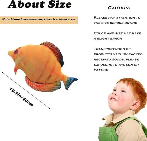 زد اكس ام بيدينغز لعبة وسادة محشوة على شكل سمكة استوائية مقاس 15.7 انش، هدية للاطفال بلون اصفر in Kuwait