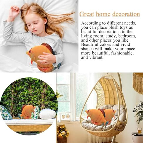 زد اكس ام بيدينغز لعبة وسادة محشوة على شكل سمكة استوائية مقاس 15.7 انش، هدية للاطفال بلون اصفر in Kuwait