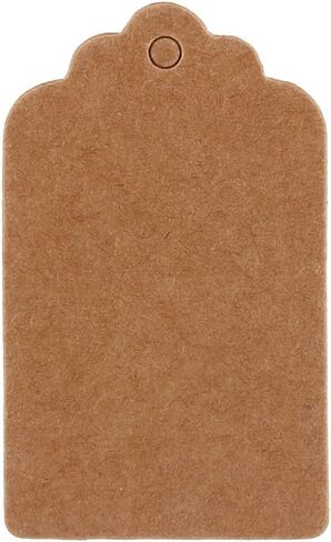 5x3cm Gift Wrap Tags, 100PCS Kraft Paper Gift Tags Birthday Scallop Label Blank Name Card for Wedding Brown Rectangle Craft Hang Tags in Saudi Arabia