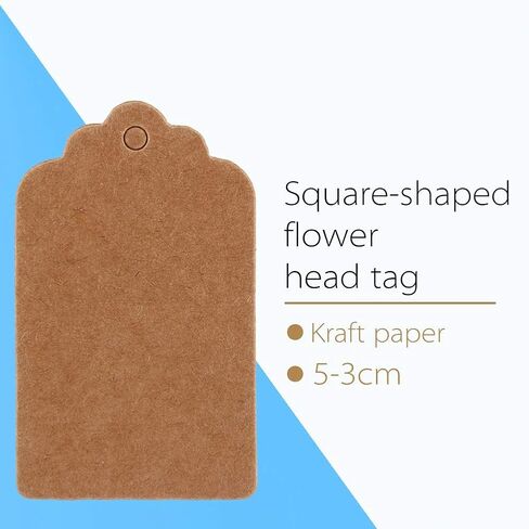 5x3cm Gift Wrap Tags, 100PCS Kraft Paper Gift Tags Birthday Scallop Label Blank Name Card for Wedding Brown Rectangle Craft Hang Tags in Saudi Arabia
