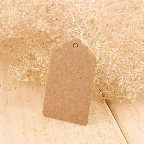 5x3cm Gift Wrap Tags, 100PCS Kraft Paper Gift Tags Birthday Scallop Label Blank Name Card for Wedding Brown Rectangle Craft Hang Tags in Saudi Arabia