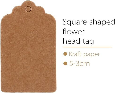 5x3cm Gift Wrap Tags, 100PCS Kraft Paper Gift Tags Birthday Scallop Label Blank Name Card for Wedding Brown Rectangle Craft Hang Tags in Saudi Arabia