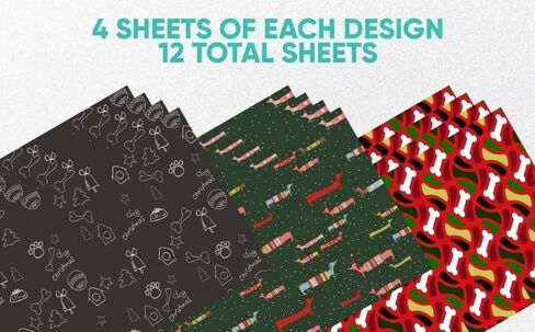 مجموعات ورق التغليف المطوية من K-Kraft (مطبوعات كلب عيد الميلاد و15 علامة عظمية) in Kuwait
