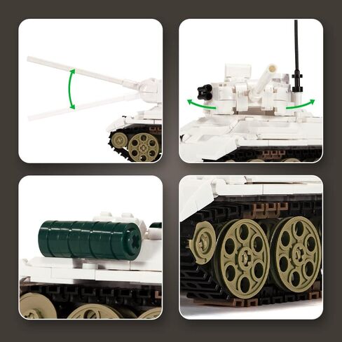 داهونبا مكعبات بناء جيش الدبابة البيضاء T-34 (518 قطعة)، نموذج المجموعة التاريخية العسكرية WW2 مع 2 مجسم جندي، هدايا العاب للاطفال والكبار. in Kuwait